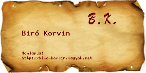 Biró Korvin névjegykártya